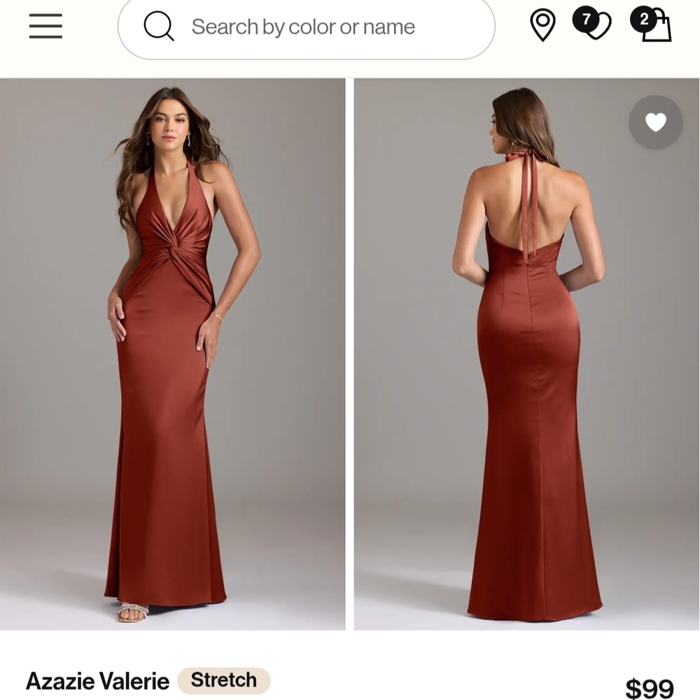Azazie Valerie Halter Neck Dress in Rust